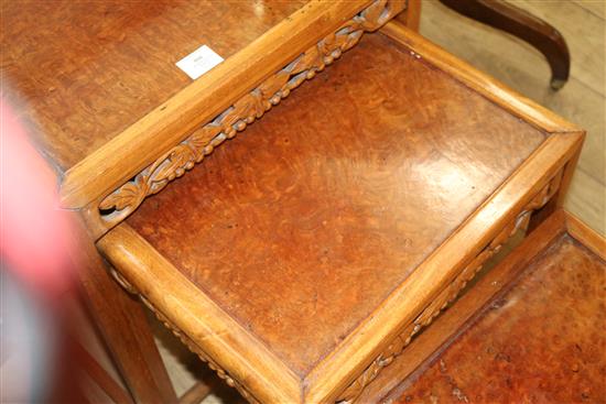 A quartetto of Chinese carved hardwood tea tables W.53cm